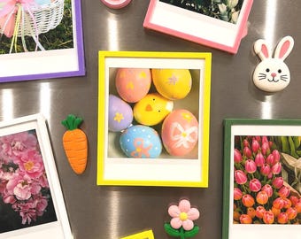 Magnetiska Instax Mini / Fyrkantiga Ramar Set – Påsk – Fotodisplay för kylskåp – Vårtema