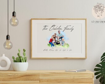 Personalised A4 Family Poster Print | Custom Photo & Names | High Gloss Finish