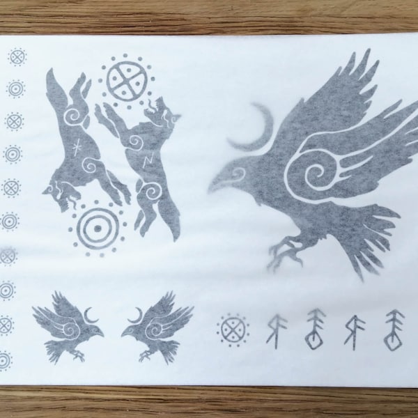 CROW - A5 Theme Black Temporary Tattoo