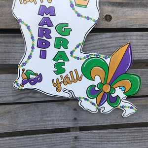 Louisiana Happy Mardi Gras Y’all door hanger - Mardi Gras door hanger -Louisiana door hanger