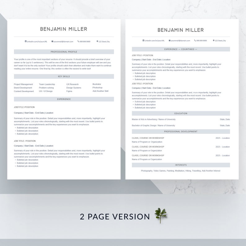 Minimalist Professional Resume Template for Google Docs - Etsy