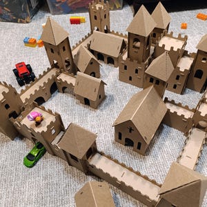 Castillo de cartón modular para niños, archivo de corte CNC digital para cartón de 3 mm, juguete de bricolaje para niños, juego creativo, fuerte de cartón modular