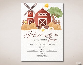 Farm Birthday Party Invitation: Editable Children's Invite (Digital Download)