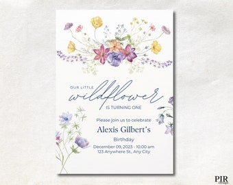Wildflower Birthday Invitation: Editable Floral Canva Template (Digital)