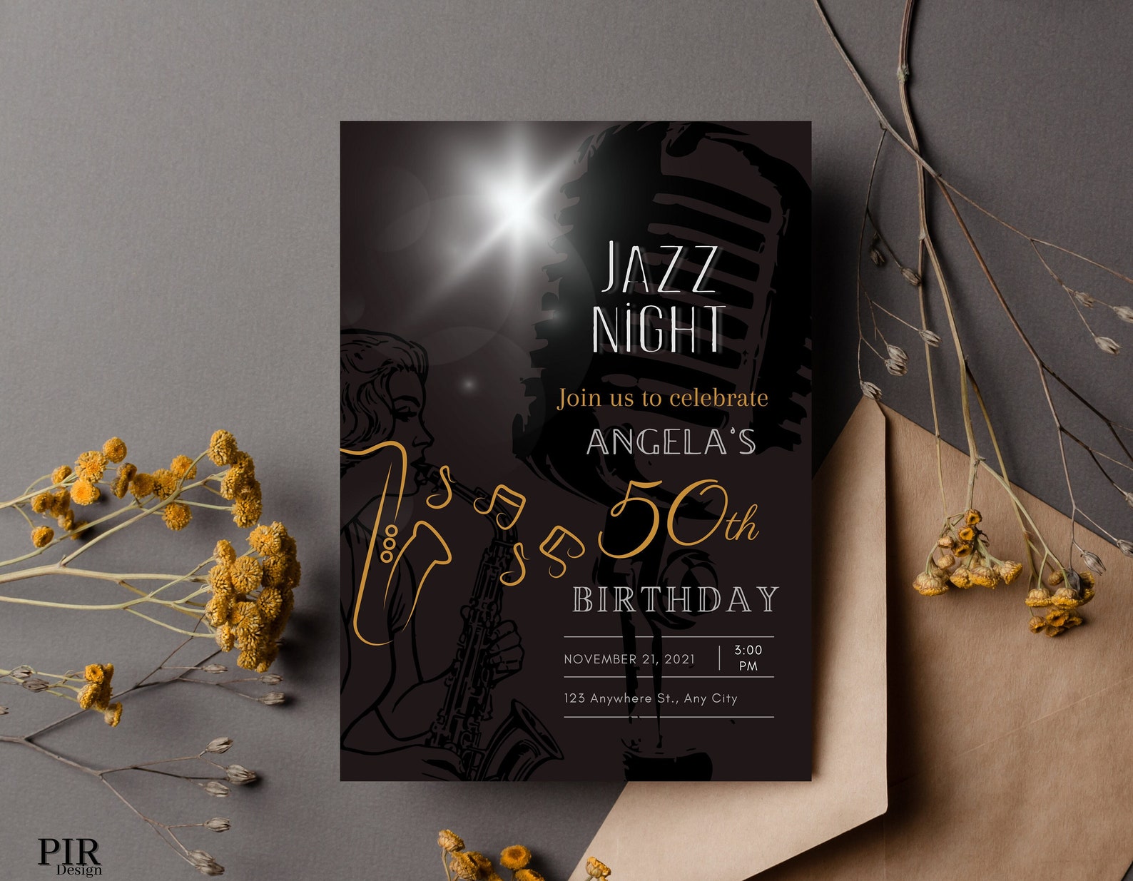 Jazz Night Invitation Saxophone Birthday Invite Any Age Etsy