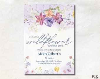 Wildflower Birthday Invitation: Editable Children's Canva Template (Digital)