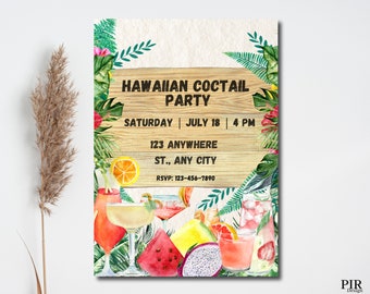 Hawaiian Cocktail Party Invitation: Summer Digital Invite (Canva Template)