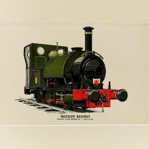 Color print of the Talyllyn railway steam engine. One of the oldest steam locomotives still in active service today
