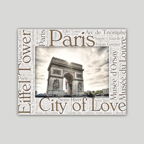 Paris Photo Frame (WordCloud version 2) 5x7 | Free Photo Print + Free Personalization On Back Of Frame + Same Day Processing On Every Order