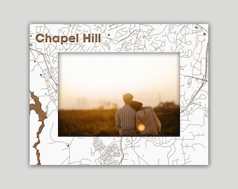 Chapel Hill Maple Photo Frame: Engraved City Map