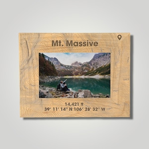 Mount Massive Maple Photo Frame: Topographic Engraving