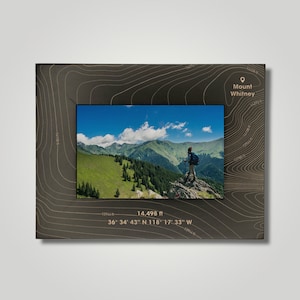 Mount Whitney Maple Photo Frame: Topographic Hiking Gift