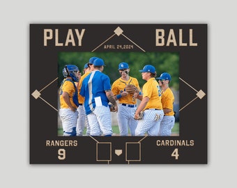 Personalized Baseball Photo Frame: Engraved Maple Wood