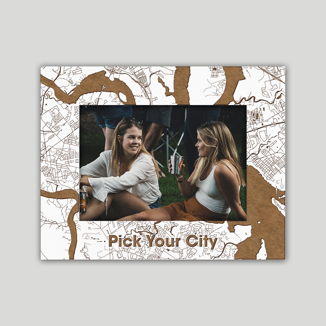 Custom City Map Photo Frame | Personalized Maple Wood - Etsy