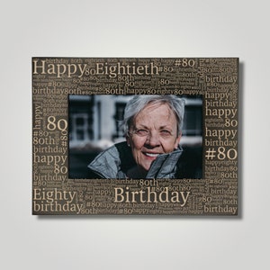 80th Birthday Photo Frame: Personalized Maple Wood Gift