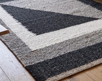 Alfombra de yute de cáñamo gris tejida a mano, estilo bohemio rústico ecológico, alfombras para sala de estar.
