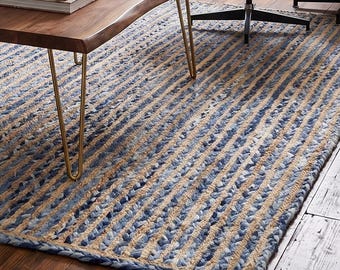 Hand Braided Jute Chindi Rug – Bohemian Home Decor