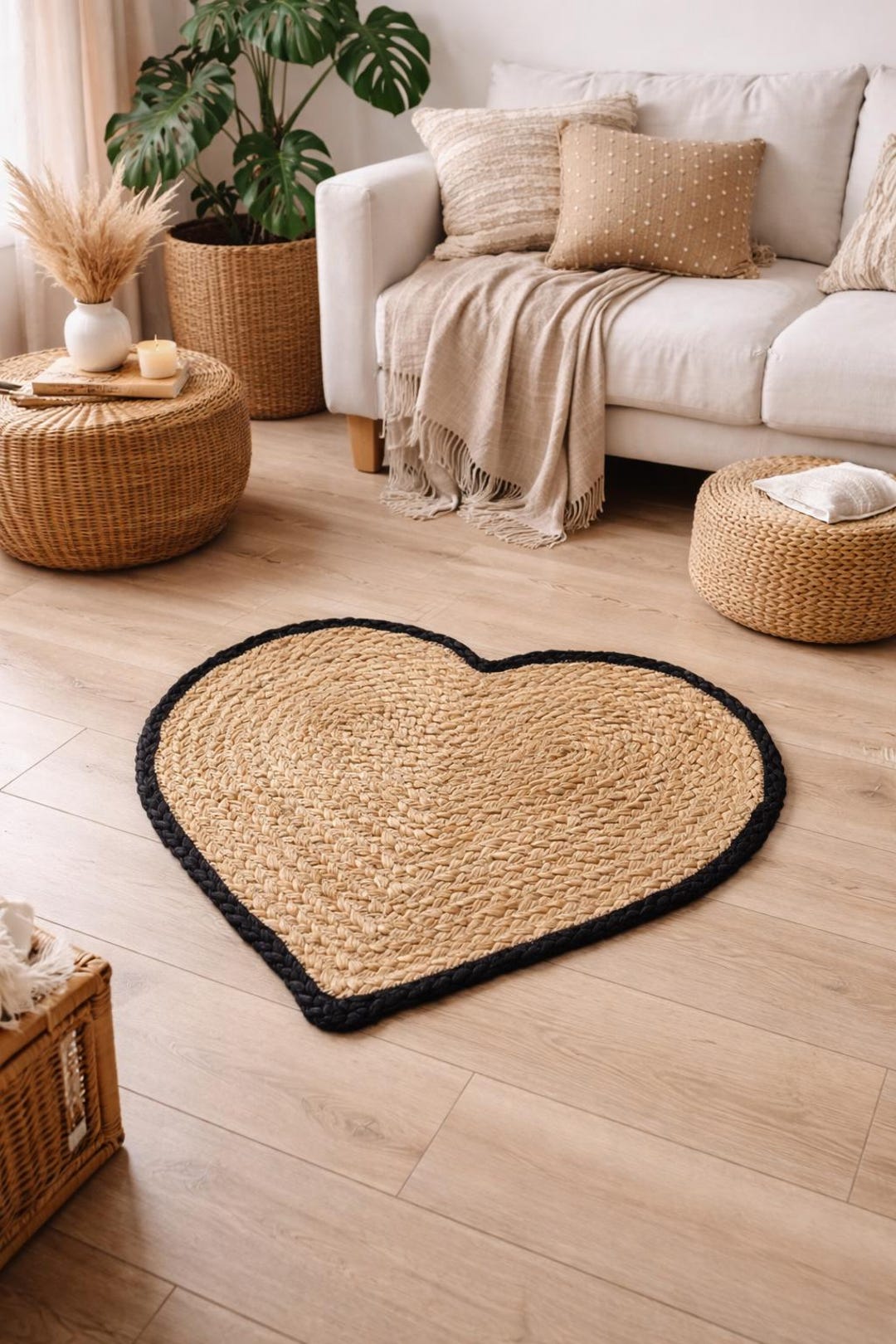 Heart Green Jute Rug Heart Shaped Jute Area Rug, Red & Natural Rug, Custom Carpet - Etsy