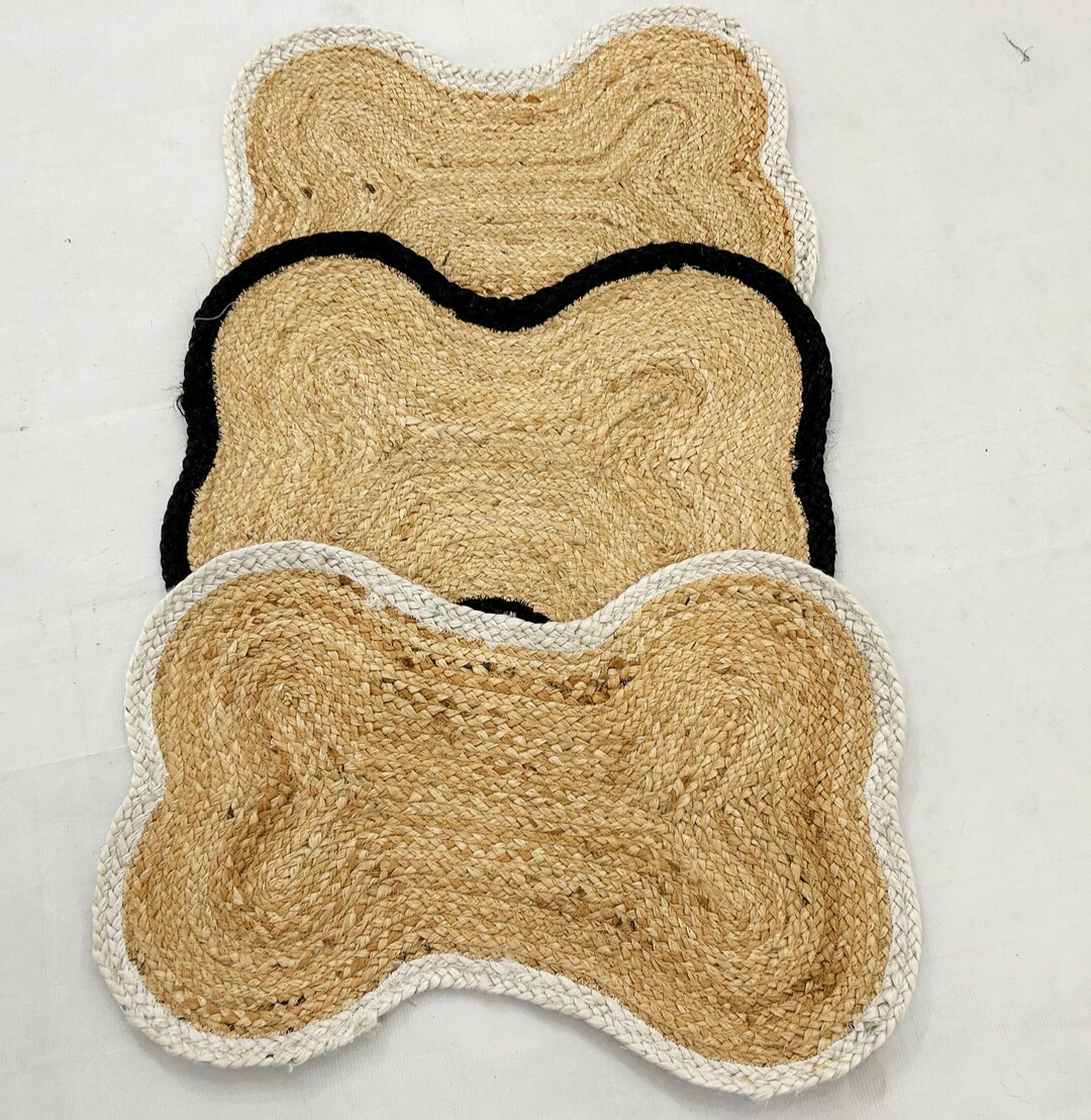 Natural Jute Bone Shape Rug, Bohemian Pet Friendly Area Rug - Etsy