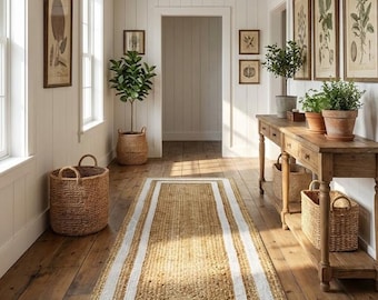Handmade Natural Jute Square Rug, Indoor Outdoor Area Runner