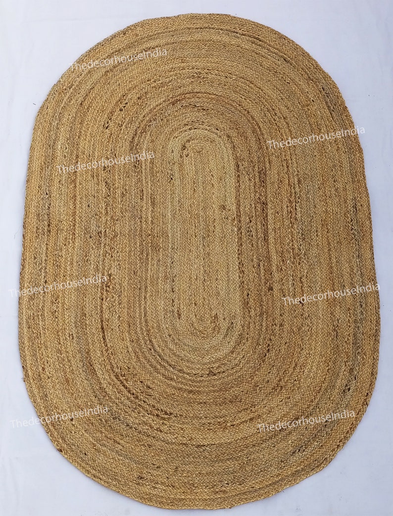 4x6 Feet Oval Jute Area Rug Handmade Natural Jute Rug Round Table Rug