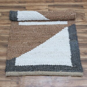 Indian Jute Rug, Braided Jute Rug, Black Brown Rug, Living Room, Custom Size Rug, Rectangle Rug, Moroccan Rug 4x6 6x9 9x12 Feet