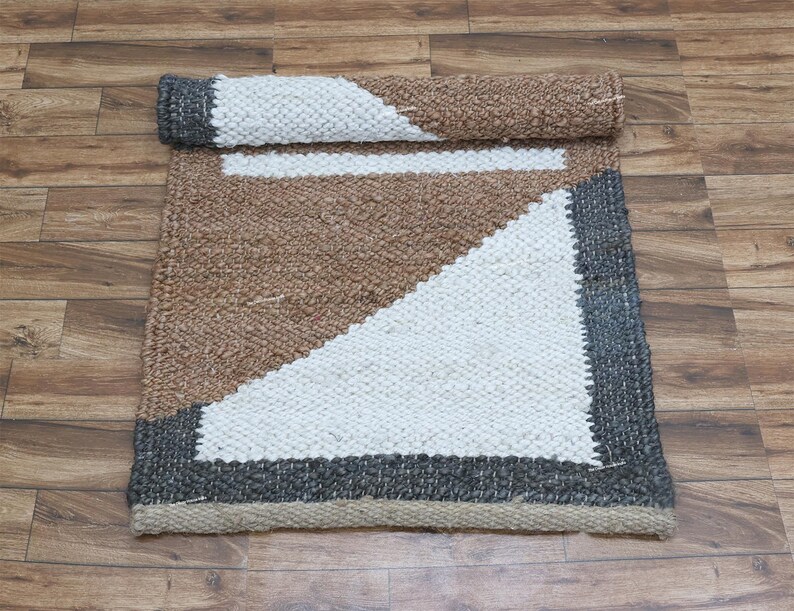 Indian Jute Rug, Braided Jute Rug, Black Brown Rug, Living Room, Custom Size Rug, Rectangle Rug, Moroccan Rug 4x6 6x9 9x12 Feet