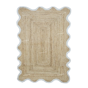 Handmade Scalloped Jute Area Rug: Bohemian Modern Decor, 4x6 Feet