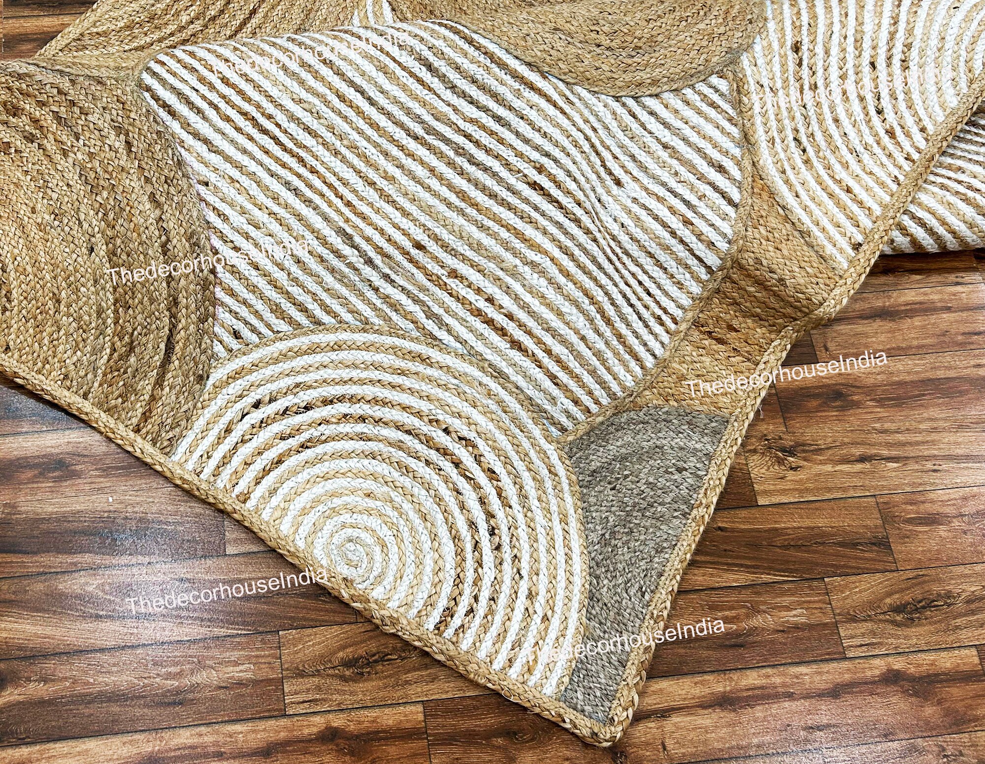 thumbnail interactive-video image 1 of MAT Half Moon Natural Jute Braided Rug – Reversible, Semi-Circle, Bohemian – Hand Braided India – Custom Sizes Available 1 of 5