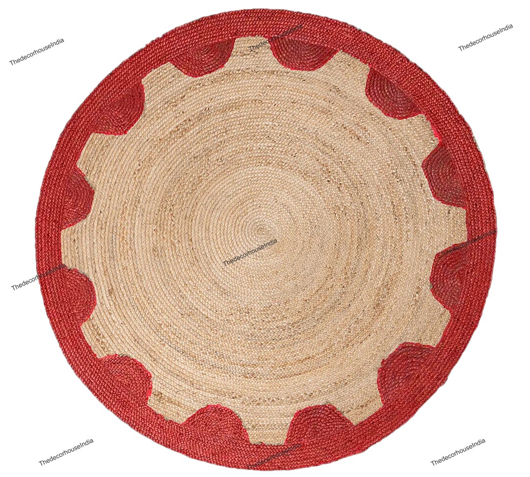 Round Abstract Jute Rug Round Jute Rug Indian Hand Woven Round Rug Abstract Round Rug Round ...