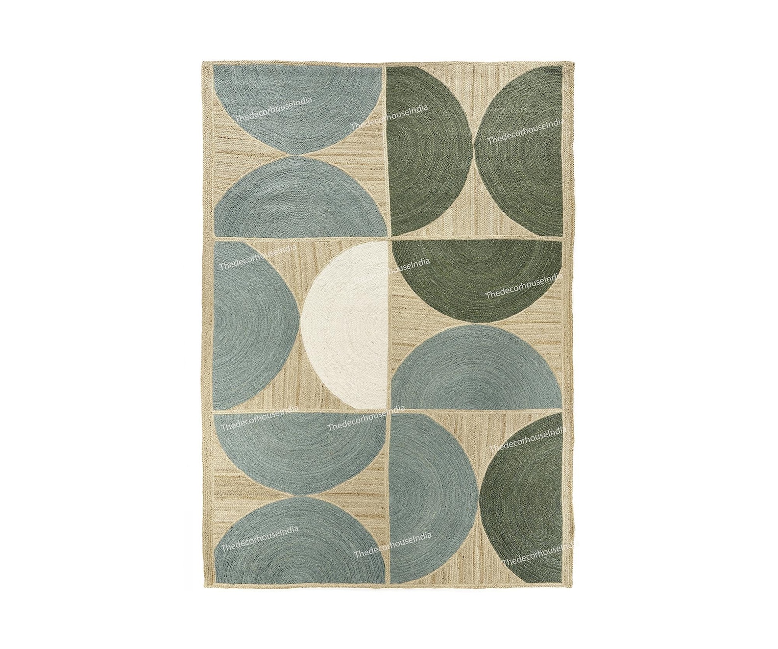 Handmade Jute Rug Mint Blue and Green Jute Area Rug Natural Jute ...