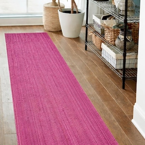 Tappeto passatoia in juta intrecciata a mano, decorazione bohémien viola, tappeto per corridoio, passatoia extra lunga
