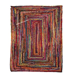 Handmade tapis Multicolor Cotton jute rug Henio Rug Chindi Cotton Rug, Chindi Jute Rug Boho jute rug Runner Jute Scandinavian decor rug