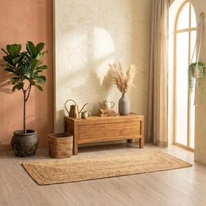Natural Jute Braided Handmade Natural Jute Rectangle Rug Eco Friendly Pure Vegan Living Room Jute rug area rug Jute rug Warm Rug image 3
