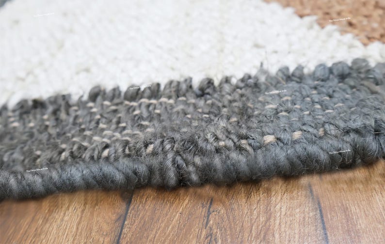 Indian Jute Rug, Braided Jute Rug, Black Brown Rug, Living Room, Custom Size Rug, Rectangle Rug, Moroccan Rug 4x6 6x9 9x12 Feet