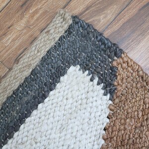 Indian Jute Rug, Braided Jute Rug, Black Brown Rug, Living Room, Custom Size Rug, Rectangle Rug, Moroccan Rug 4x6 6x9 9x12 Feet