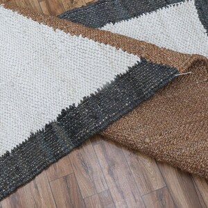 Indian Jute Rug, Braided Jute Rug, Black Brown Rug, Living Room, Custom Size Rug, Rectangle Rug, Moroccan Rug 4x6 6x9 9x12 Feet