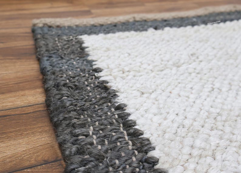 Indian Jute Rug, Braided Jute Rug, Black Brown Rug, Living Room, Custom Size Rug, Rectangle Rug, Moroccan Rug 4x6 6x9 9x12 Feet