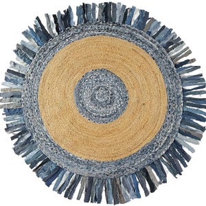 Jute Round Rug Handmade rug, hand braided rug, cotton chindi rug, kilim area rug, indoor outdoor rug, home décor rug, jute rug area rugs