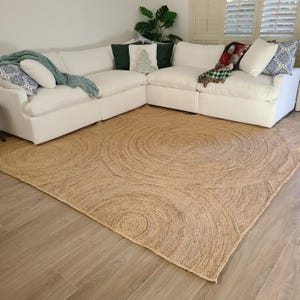 Natural Jute Rug Bohemian Jute Rug Rectangular Jute Rug Braided Large Rug Boho Decor Rug, Jute Area Rug, Square Jute rug Custom Size Rug