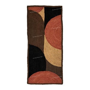 Colorful Jute Rug – Handmade Multicolor Boho Rug, Natural Floor Mat, Farmhouse or Bohemian Decor Jute Area Rug