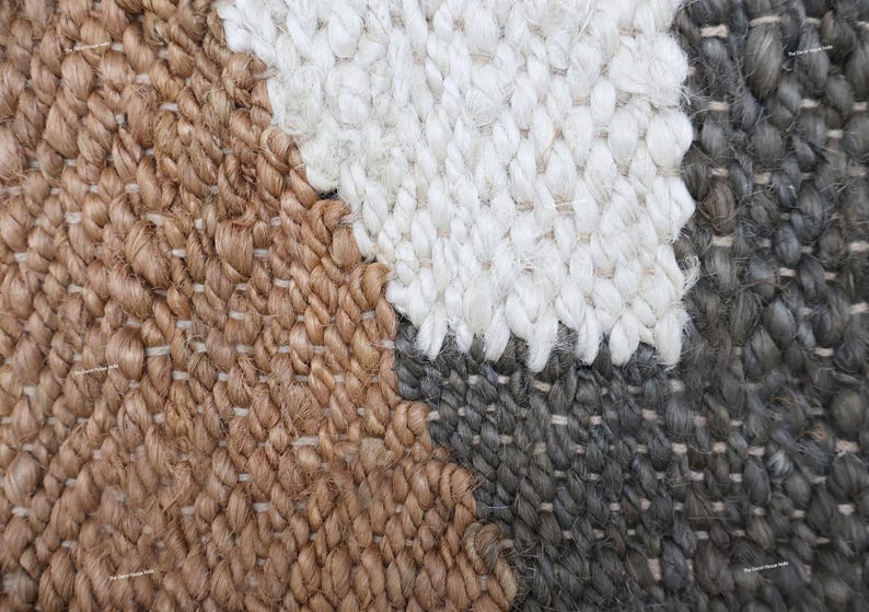 Indian Jute Rug, Braided Jute Rug, Black Brown Rug, Living Room, Custom Size Rug, Rectangle Rug, Moroccan Rug 4x6 6x9 9x12 Feet