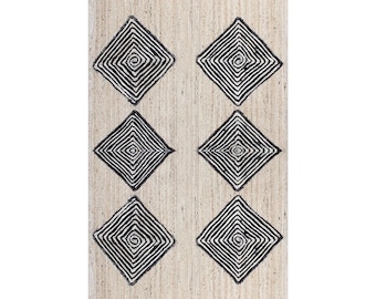 Handgeknüpfter Jute-Teppich, indischer handgewebter Boho-Teppich aus Naturfasern, individuelle Größen (3x5, 5x7, 8x10), ideal für Wohnzimmer