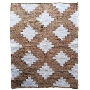 Handwoven Braided Jute Area Rug Boho Natural Fiber Rug White Jute Rug farmhouse, coastal, rustic, natural decor