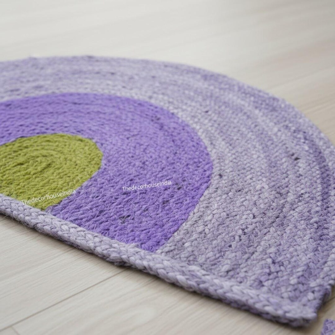 Jute Rug- Braided Half Entry Mat, Round Jute Rug, Semi Circle Rug, 2x4 ...
