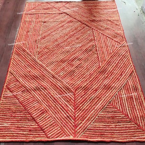 Red Beige Jute Runner Rug Kitchen Runner Rug Natural Jute Rug Hallway Entryway Kitchen Floor Laundry Carpet Runner Rug Bedside Jute Runner