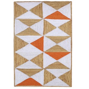 Handgeweven jute vloerkleed: geometrisch boho-scandinavisch decor