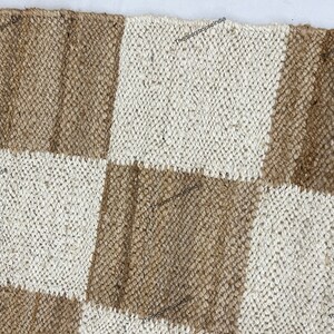 Handwoven Jute Rug: Checkered Indian Rug, Bohemian Decor