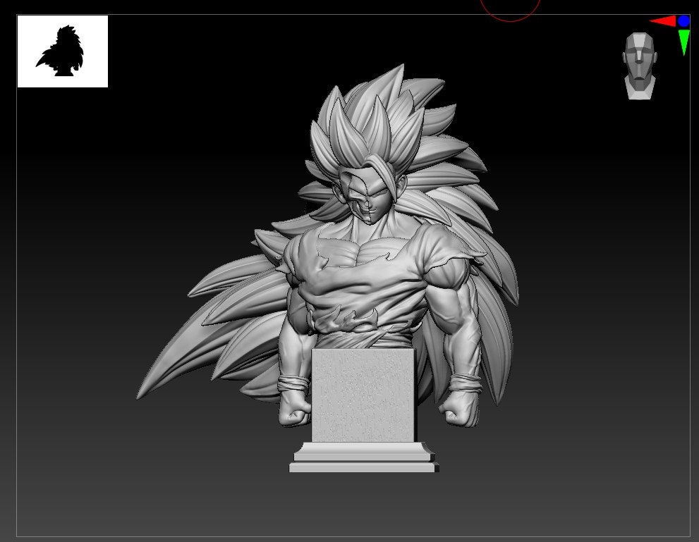 Goku Ssj3 Bust 3d Stl Files High Quality 3d Printer Etsy