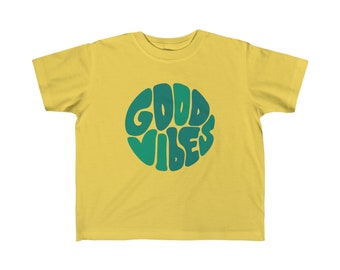 Good Vibes Green Toddler Jersey Tee, green toddler tee, colorful toddler jersey, bright toddler shirt